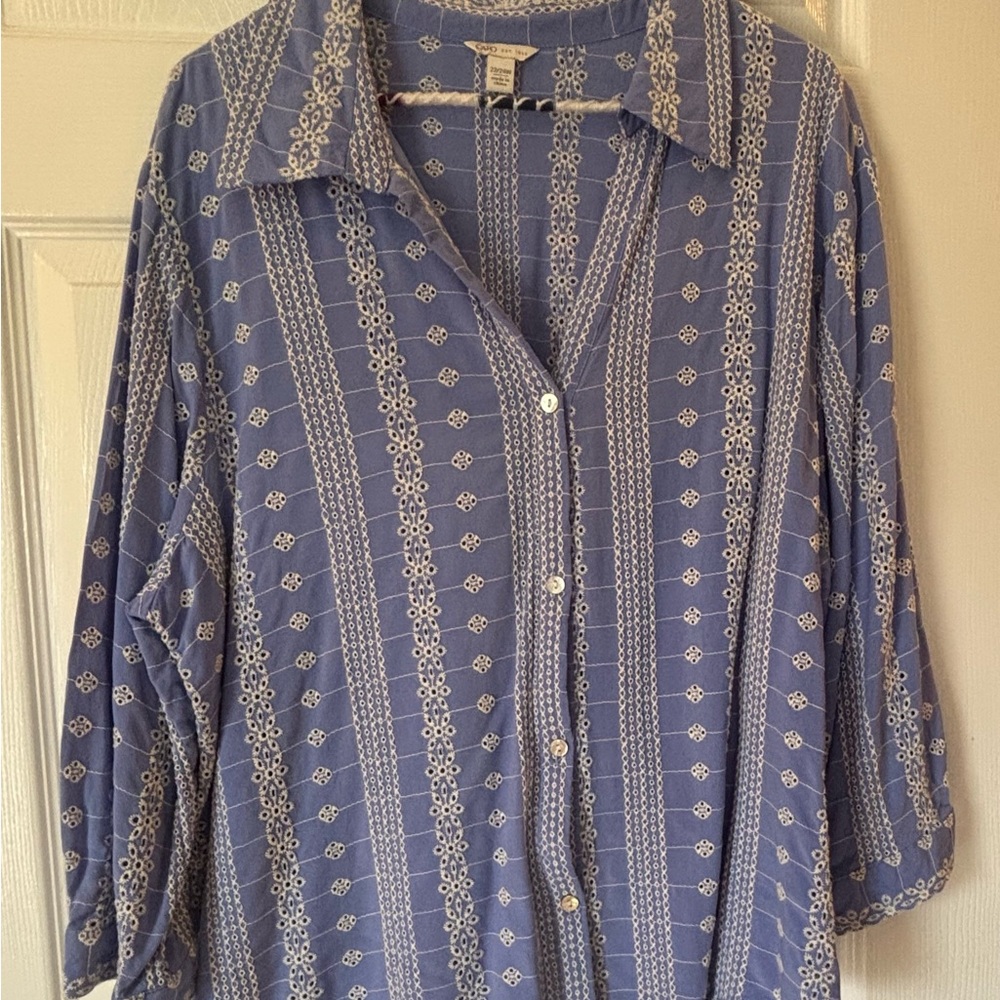 Cato Blue and White Button Down Shirt